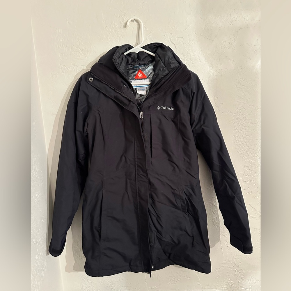 Columbia Black Winter Jacket. Interchange. Omni- heat.